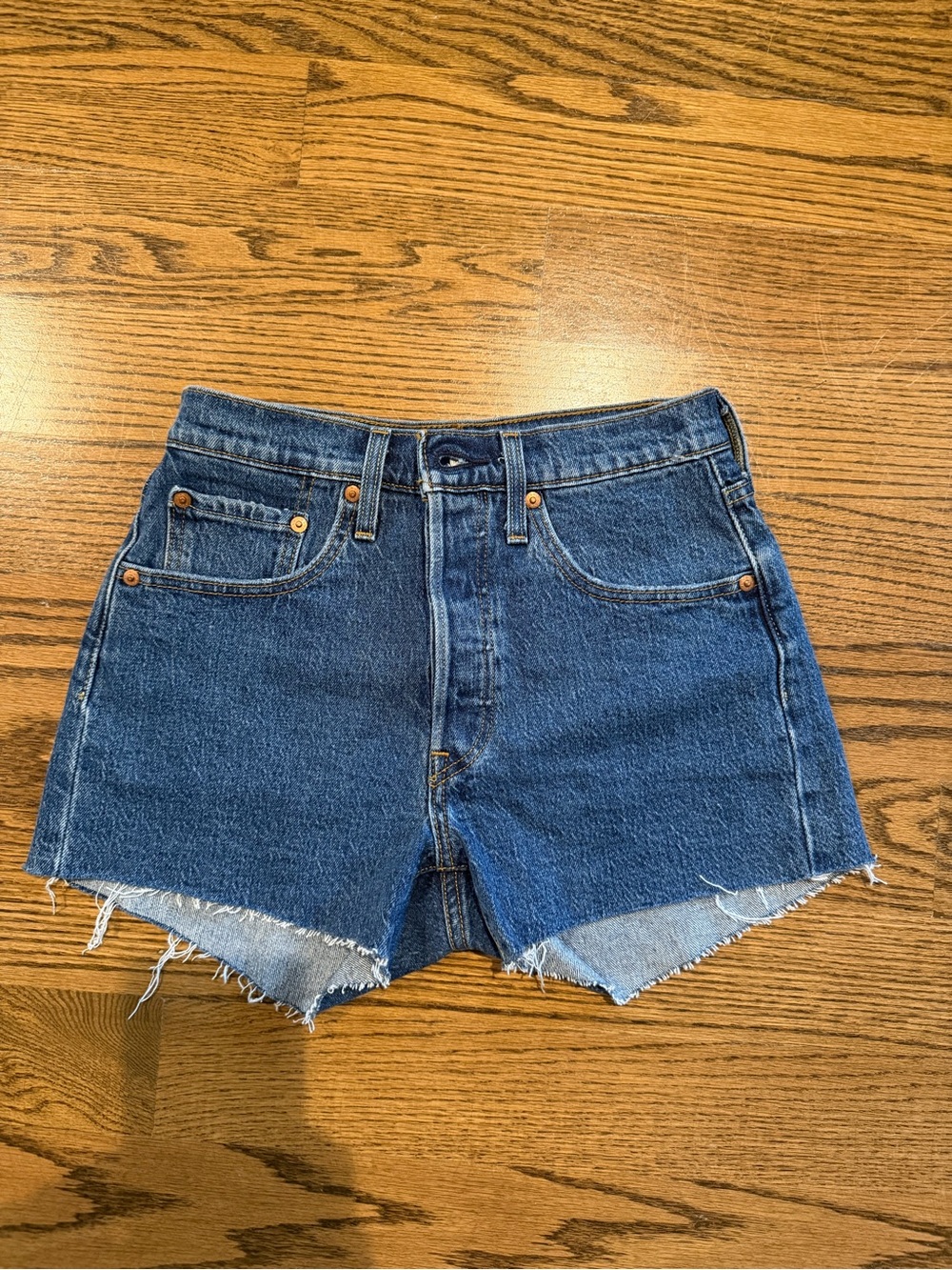 Levi's Dark Blue High-Rise Cutoff Denim Shorts
